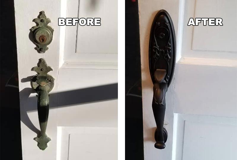 residential door hardware upgrade before and after