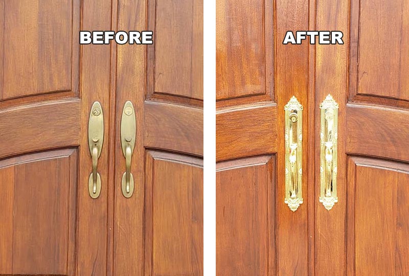Residential mortise lock replacement before and after